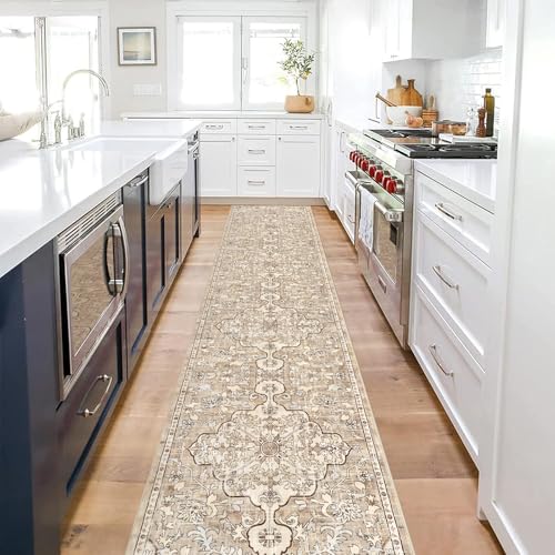 Pauwer Boho Hallway Runner Rug 2x10 Washable Entryway Area Rugs Non Slip Farmhouse Vintage Floor Mat Carpet Runner for Hallways Laundry Room Kitchen Bathroom Bedroom