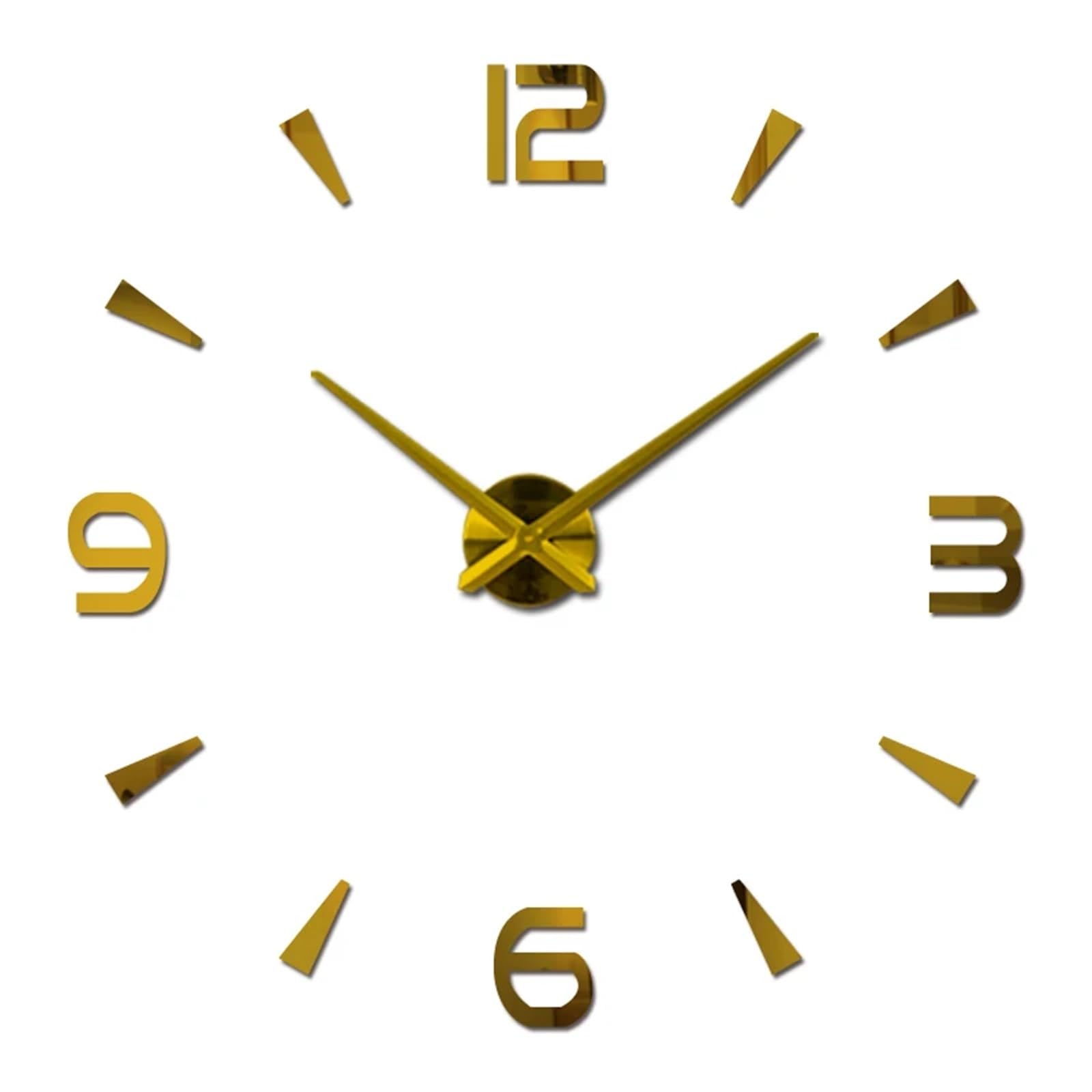 VFDVSWZSA Stylish wall clock, Brief Wall Clock For Living Room Design Mirror Clocks Diy 3d Stickers Large Decorative Quartz Watch(Gold,47 inch)