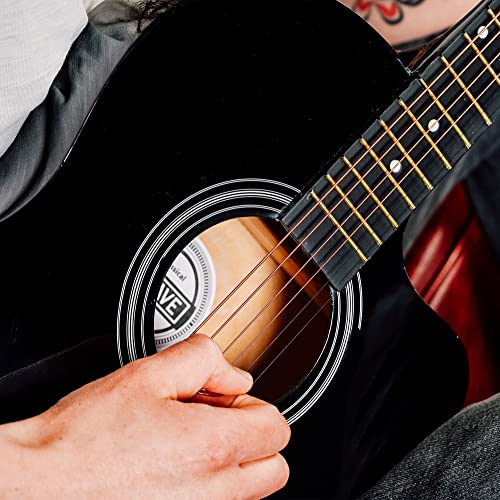 Image of 3rd Avenue Full Size 4 /4 Cutaway Acoustic Guitar Pack Bundle for Beginners - Bag, Strap, Picks and Spare Strings - Black