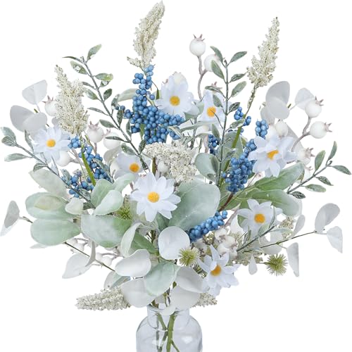 HUAESIN 4 Bundles Spring Artificial Daisy Flowers Bouquet 20 Inch Colorful Fake Wildflowers Picks Fake Lavender Stems Floral Arrangements for Window Home Kitchen Table Centerpieces Farmhouse Decor