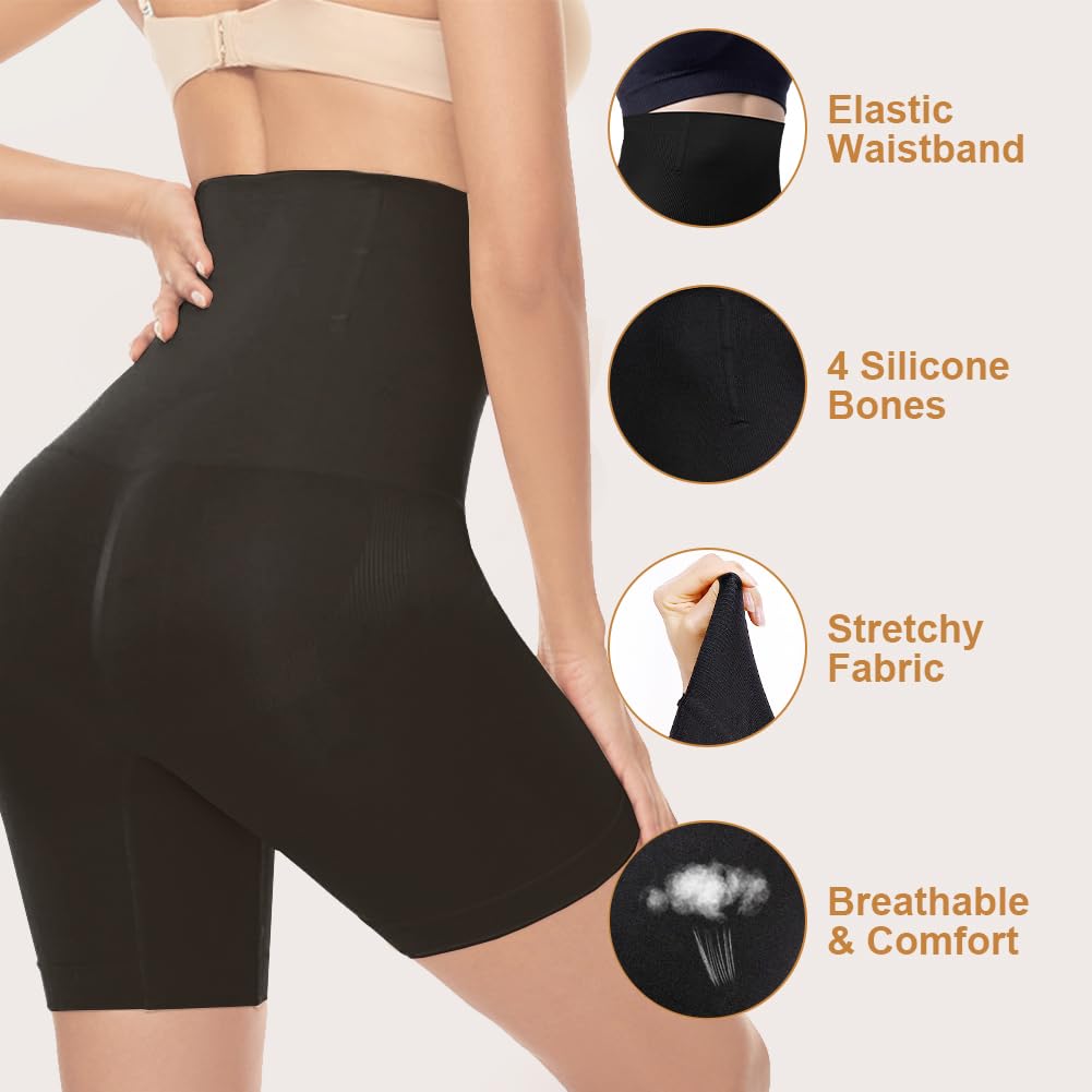 flintronic Spodnie kontrolne brzucha z wysokim stanem w stylu bokserek XL/XXL, czarny, XL