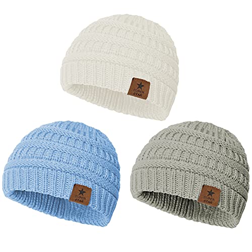 Durio Unisex Toddler Beanie - Soft & Warm Knit Kids Winter Hat, Stretchy Cap Fit for Toddlers to Kids Girls Boys (3-8 Years)