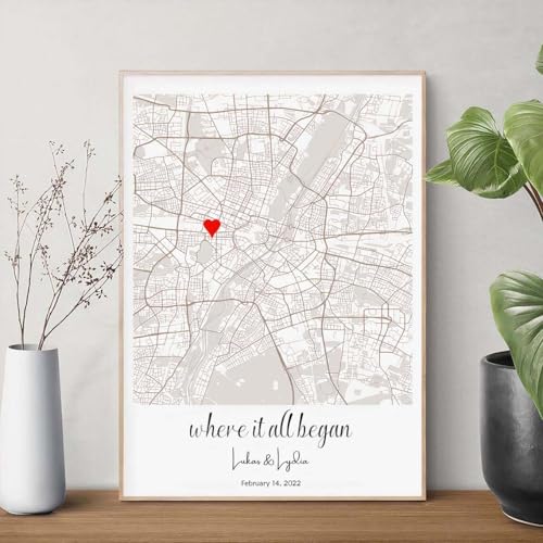Where It All Began, Couple Maps Art Print, Last...