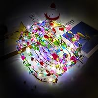 LED Blumenkranz Stirnband 10PCS, Garland Leucht Bunt Kopfbedeckung Floral Tiara Haarschmuck, Festival Geburtstag Weihnachten Party Hochzeit Dekor Blumenkranz Kopfschmuck