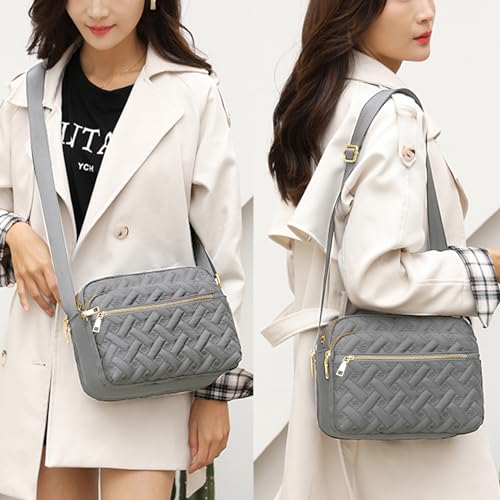Image of Medium Nylon Crossbody Bags for Women Trendy Crossbody Purses Travel Large Cross Body Bag Quilted Purse