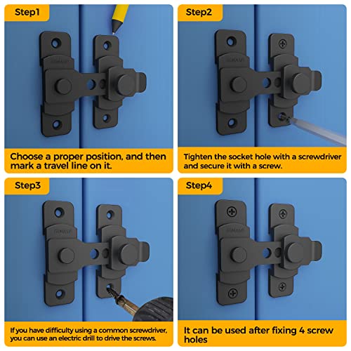 Gemasp Barn Door Lock, Stainless Steel 180 Degree Keyless Entry Door Lock Flip Lock For Door, Heavy Duty Gate Latch Safety Security Sliding Door Lock For Barn, Household, Bathroom, Outdoor, Garage #TOP4