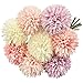 Produktbild EMAGEREN Künstliche Hortensie Blumen 8 Stück Unechte Blumen Seide Chrysantheme kleine Kugel Blumen Braut Hochzeitsblumenstrauß für Haus Garten Party Blumenschmuck (Rosa Champagner Lila)