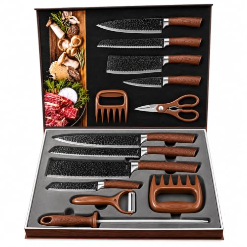 Kit Churrasco 8 Peças Facas Aço Inox Antiaderente com Estojo - Amadeirado