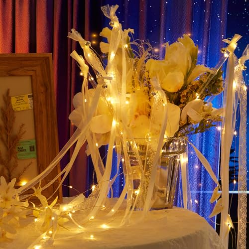 OGU' DEAL 100PCS Light Up Fairy Wands with Streamers & Bells, 3 Colorful Flashing Modes Glow Wands...