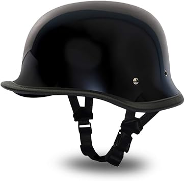 Daytona Helmets German Helmet for Men - Novelty Half Helmet with Breathable Liner - Retro Skull Cap Helmet with Head Wrap