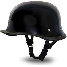 Daytona Helmets German Helmet for Men - Novelty Half Helmet with Breathable Liner - Retro Skull Cap Helmet with Head Wrap