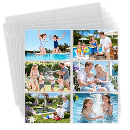 Zofly 20 Pack 4x6 Photo Album Refill Pages 12x12 240 Pockets Double-Sided Clear Water/Dust Proof 3 Ring Binder Compatible