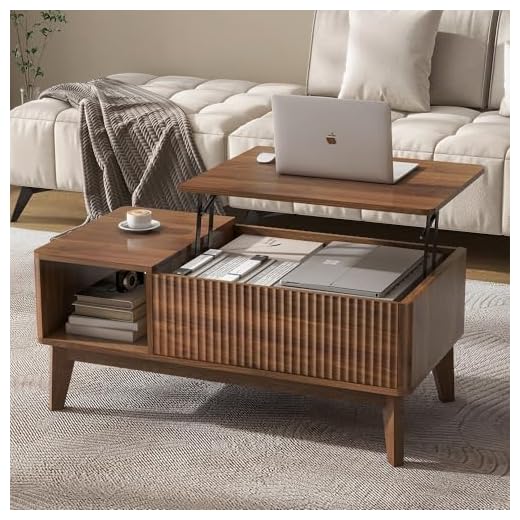 Modern Fluted Lift Top Coffee Table