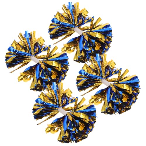 Pompons de cheerleading anti fatigue poignée bâton légère lot de 4 bleu et or ABOOFAN