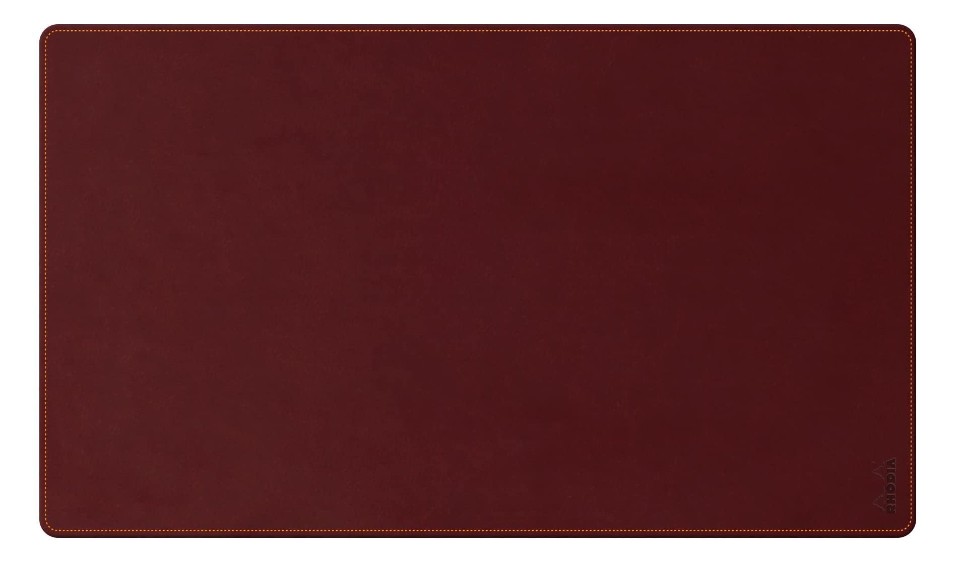 RHODIA 194271C - Sous-Main Souple Lie de Vin - Taille M (80 x 40 cm) - Simili Cuir - Piqûres Sellier Orange - Collection Home Office Rhodiarama - Organisation de Bureau & Rangement Design