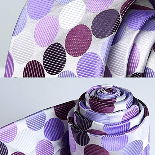 Image of HISDERN Polka Dot Ties for Men Classic Silk Ties and Pocket Square Formal Business Necktie Handkerchief Wedding Party