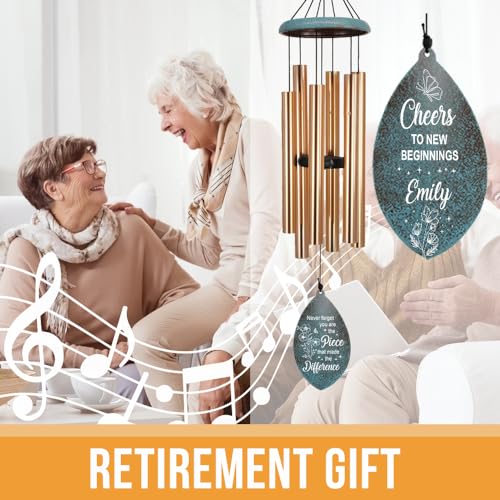 Image of ASTARIN Personalized Happy Retirement Gift, Retirement Wind Chimes for Women Men, 35 inch Large Deep Tone Wind Chime Retire Gifts for Teacher Co-Workers Boss Husband Friends Parents