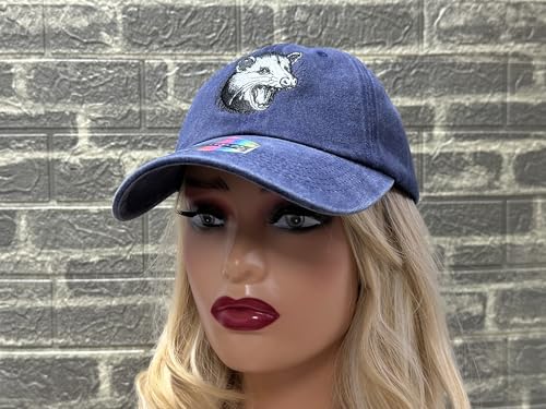 Image of Opossum Possum Hat for Men Women, Embroidered Adjustable Dad Cap | Animal Lover Gift Idea, Outdoor Casual Wear Cap, Soft Washed Cotton, Adjustable Fit Closure