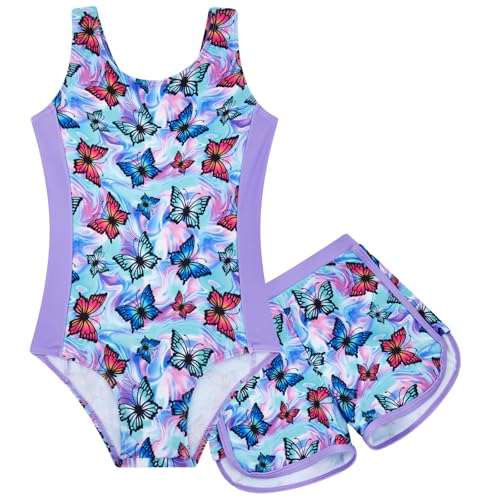 Image of TUONROAD Toddler Girls One Piece Swimsuit 2Pcs Bathing Suit Kids Swimwear with Short for 3-9
