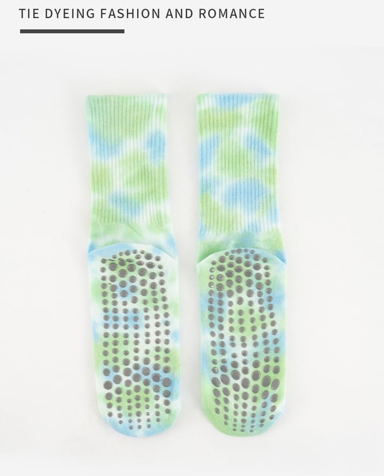 Gerrit 4 Pairs,Tie Dye Yoga Socks,Yoga Socks for Women,Anti-skid Socks, Ideal for Pilates, Pure Barre, Ballet, Dance, Barefoot Workout (Tie Dye Black), Medium-Large2