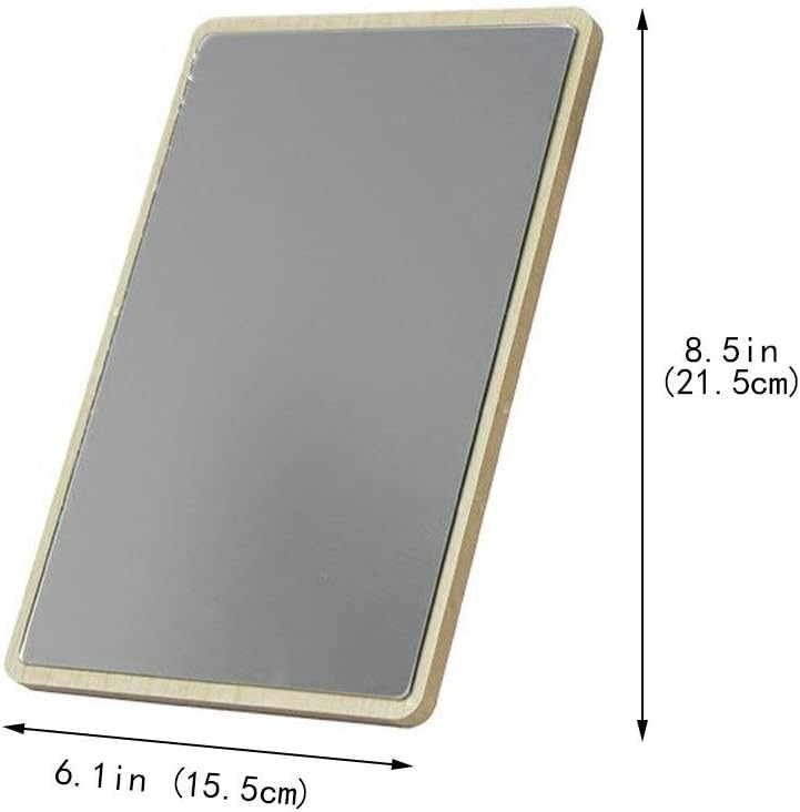 NERDOH Vanity Mirror, Wooden Desktop Single-Sided Round/Square Countertop Makeup Mirror for Bedroom Bathroom Home Shower Dressing Shave (Size : B)