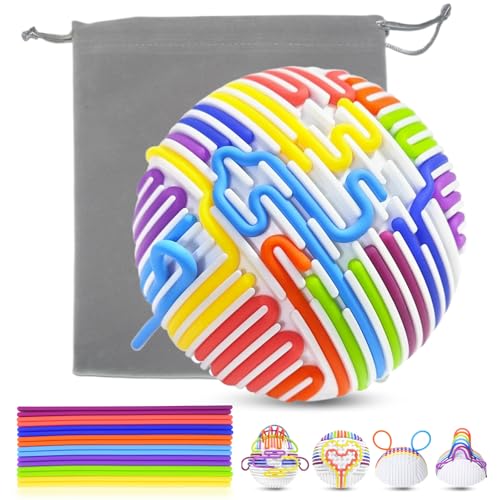 Sensory Fidget Toys for Kids with Autism, Sensory Activity Ball with 16 Strings & Portable Storage Bag, Calming, Stress, Anxiety, ADHD Tools for Kids 3+