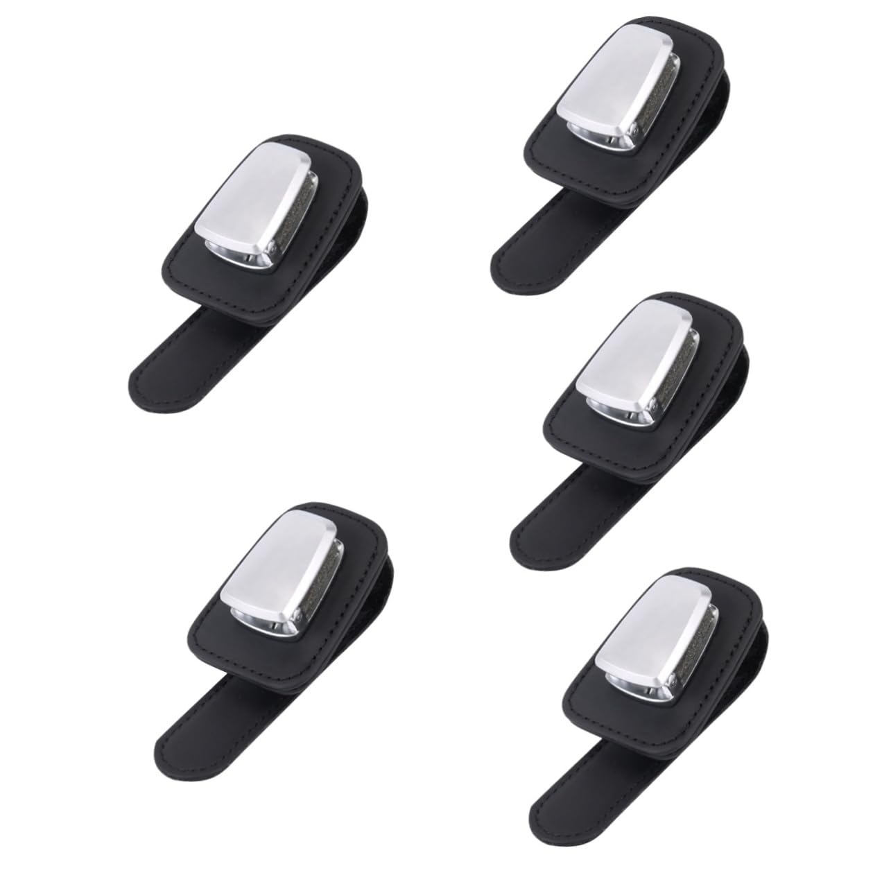 SOLUSTRE 5pezzi Porta Occhiali Per Auto Pelle Premium Clip Per Visiera Multifunzionale Per Occhiali Da Sole e Biglietti Design Compatto e Pratico Accessorio Per Veicoli