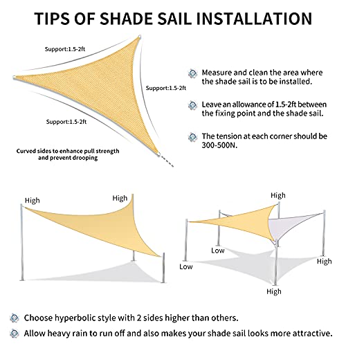 Coolyard Triangle Sun Shade Sails 16'X16'X16' Sun Sail Shades Canopy With Ropes Uv Block Sunshade For Patio Backyard Lawn Garden Outdoor Activities,Sand #TOP4