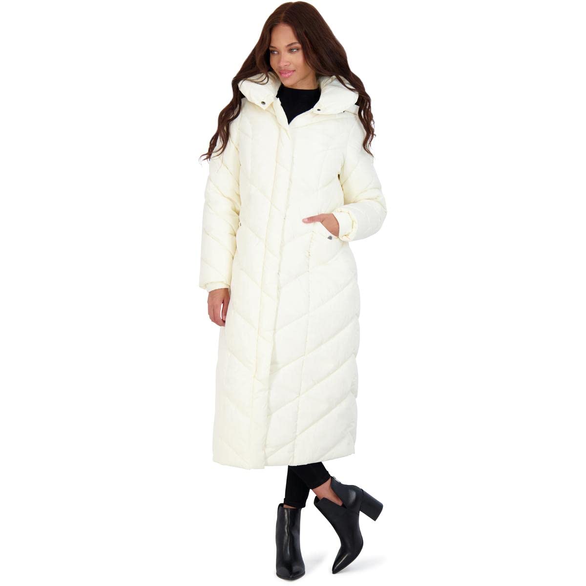 Steve Madden Women's Fleece Lined Water Resistant Maxi Coat White Size XS