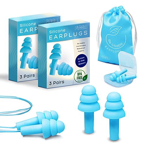 Anbow 2 Pack Ear Plugs For Sleeping Noise Cancelling. Reusable Silicone Earplugs. Custom Fit - Noise Reduction For Sleeping, Concerts, Work & Swimming. Adjustable To Ear Size. #TOP29