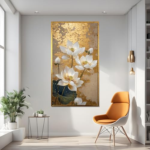 Affiches et impressions Lotus doré tableau abstrait moderne 30x50cm