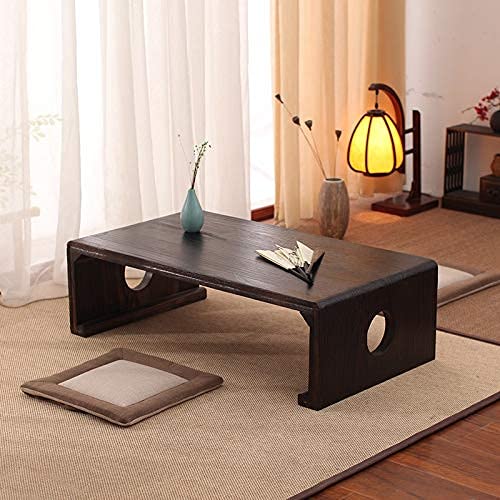 Table d'appoint en bois massif noir robuste et design minimaliste - 6