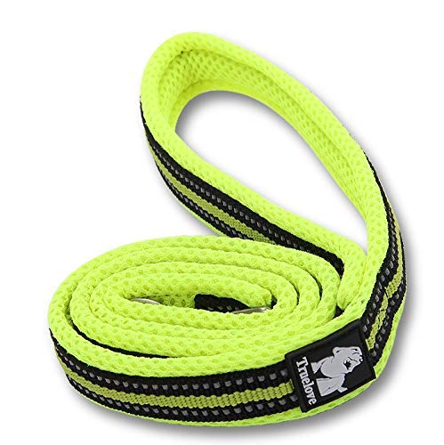 WINHYEPET True Love Dog Leash Nylon Reflective Comfortable Handle Lead Puppy Training Walking Rope Easy Control Suitable Small Medium Large Breeds 110cm Length TLL2111(Neon Yellow,XS) โ image 1