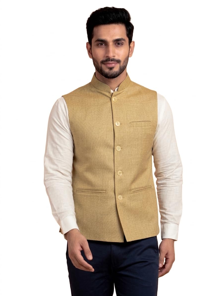 Jute Nehru Jacket For Man Party Wedding Ethnic Sleeveless Coat for Formal & Casual Wear Wais Coat-image-22