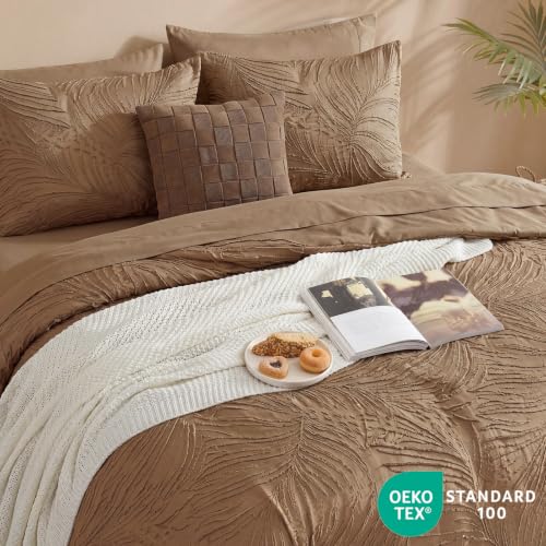 Image of Geniospin Full Size Comforter Sets - 7 Pieces Brown Bed in a Bag Full Bedding Sets, Tufted Bed Set with Comforter, Sheets, Pillowcases & Shams for All Season