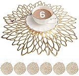 MANGATA Gold platzsets und untersetzer Rund, Gold Tischsets Rund für Weihnachten, Bankett, Geburtstag, Hochzeit, (6-er Set), Abwischbar, 38 cm
