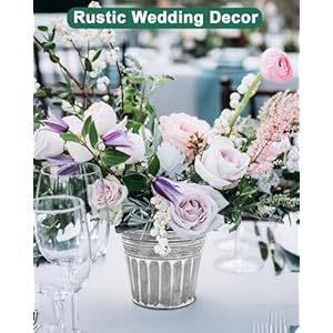 vensovo 7 Inches Silver Metal Rustic Flower Pots - 6 Pcs Medium Galvanized Planters with Drainage Hole and Rubber Plug, Rustproof Tin Bucket Plant Pot Farmhouse Vintage Style for Decor vensovo 7 Inches Silver Metal Rustic Flower Pots 6 Pcs Medium Galvanized Planters with Drainage Hole and Rubber Plug Rustproof Tin Bucket Plant Pot Farmhouse Vintage Style for Decor