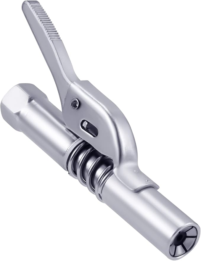 TOYMIS 1pc Locking Grease Coupler, Grease Gun Coupler Quick Release Lock Heavy Duty Grease Gun