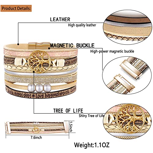 image for Desimtion Inspirational Gifts, Tree of Life Leather Bracelets for Wome