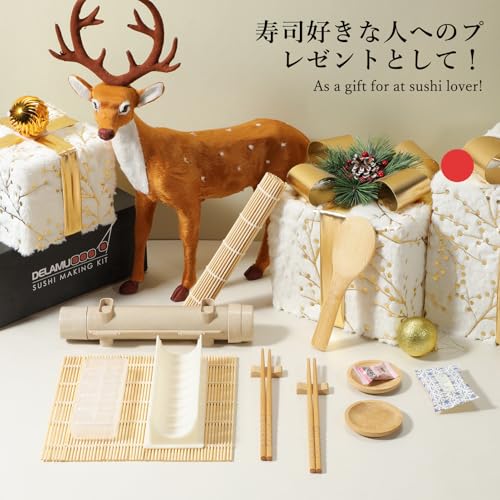 image for Delamu Sushi Making Kit, 20 in 1 Bazooka Roller Kit with Chef’s Knif