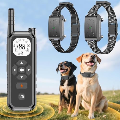 Wireless Dog Fence, Electric Fence for Dogs, Training Collar with Remote System 185 Days Standby Time, Waterproof & Flash Light Portable Dog Perimeter Collar with 3 Training Mode, Upgrade Black 2 PACK