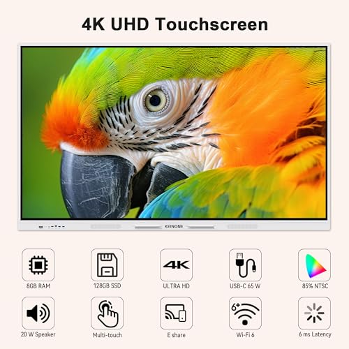 Image of Interactive Smart Board for Classroom, 75 inch 8+128 GB Electronic Digital Whiteboard Built-in Google EDLA-Certified Android 14 OS - 4K Touchscreen Smartboard for Home Office School Studio Display