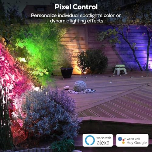 ZYAN 8 Pack 36W Smart Landscape Lights, APP Contral RGBW Color Changing Outdoor Landscape Lights with Remote, Compatible with Alexa and Google Home, IP65 Waterproof, for Garden, Yard, Lawn, Patio by ZYAN - Used condition - Image 4
