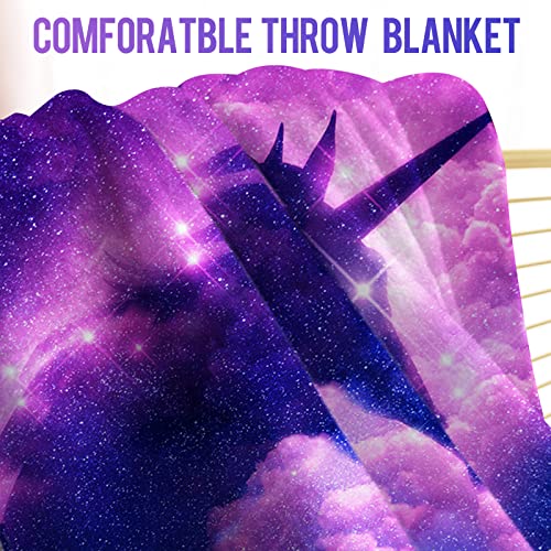 Levens Unicorn Throw Blanket Gifts For Women Girls, Galaxy Mysterious Purple Print Decor For Bedroom Living Room Birthday Christmas, Soft Cozy Home Lightweight Throw Blankets Black 50"X60" #TOP2