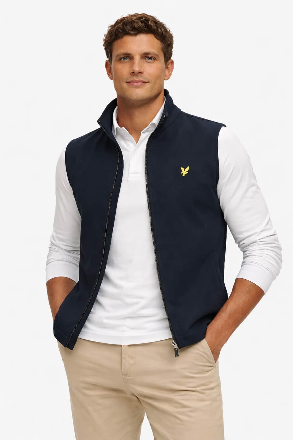 Lyle & Scott Gilet con collo a imbuto in softshell con retro in rete