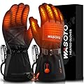 Heated Gloves for Men Women Rechargeable Heated Ski Gloves Touchscreen Waterproof Electric Heated Fishing Gloves for Winter Work Skiing (3XL)