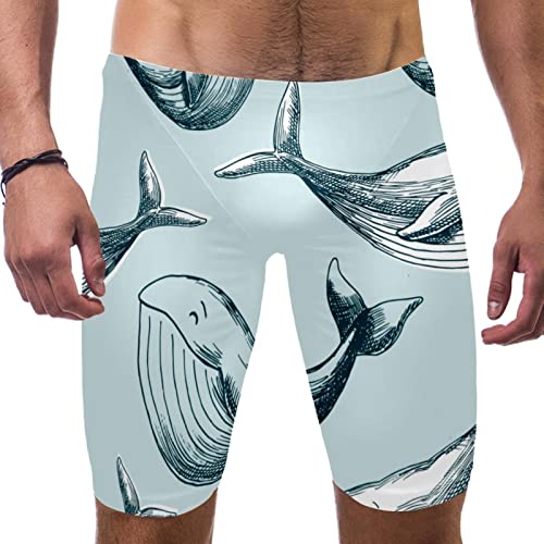 Jammers de natación azul ballena para hombre en bañador de resistencia largo de entrenamiento