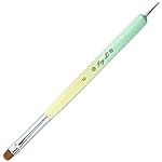 Ivy-L Premium 2 Ways French Gel Acrylic Nail Art Kolinsky Brush with Dotting Tool for Professional Manicure Nail Art Design Cuticle Clean-up + Lime Green Wood Handle (Size 10)