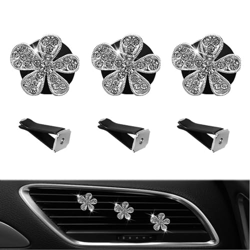 Image of 5 Pcs Car Vent Clip,Bling Flower Car Air Fresheners Vent Clips Cute Car Vent Decorations,Car Diffuser Rhinestone Car Interior Decoration Charm Car Vent Accessories