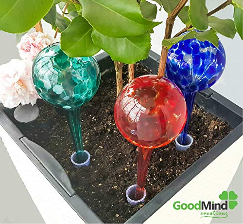 Improved Adjustable Large Self Watering Spikes for Plants. Indoor Outdoor Decorative Garden Irrigation System Aqua Glass Watering Globes Bulbs Stakes with a Plastic Tube for No More Mess(4 Pack) - Thumbnail 4